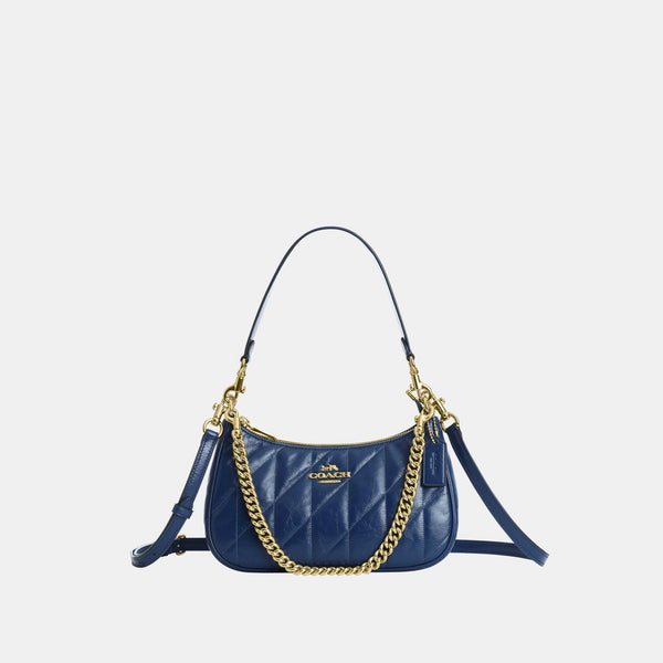 Teri Shoulder Bag in Glazed Leather with Quilting
