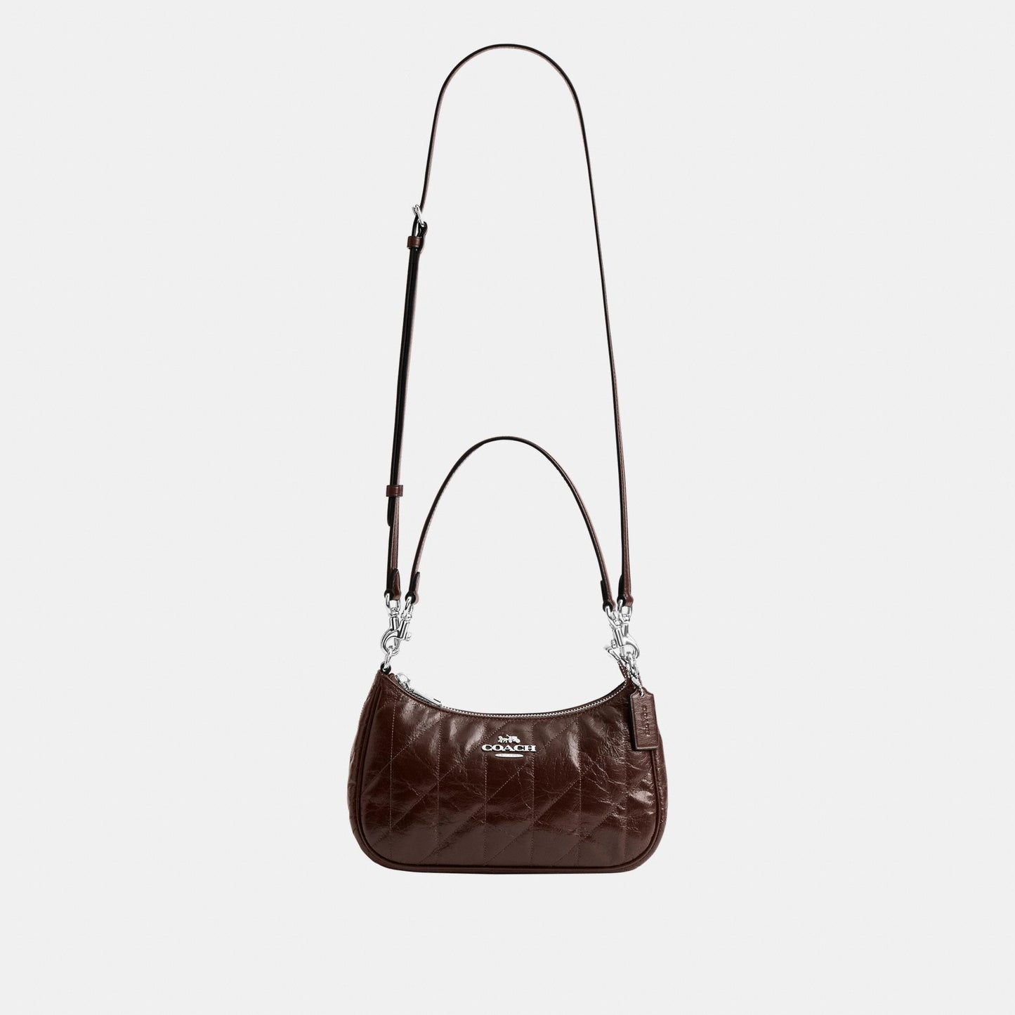 CDY83-Teri Shoulder Bag in Glazed Leather with Quilting-Sv/Maple