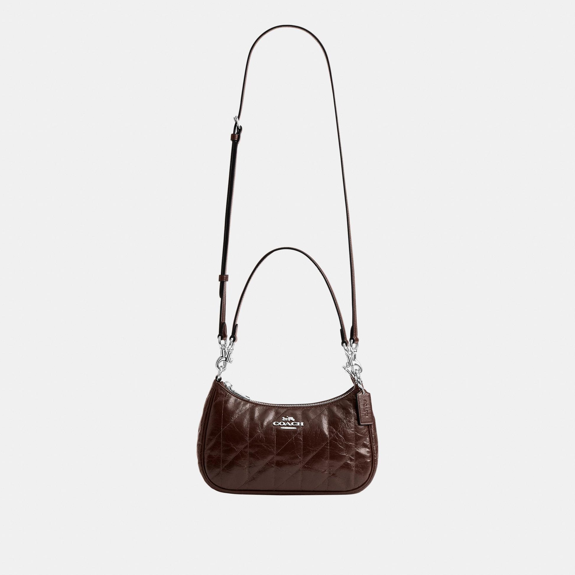 CDY83-Teri Shoulder Bag in Glazed Leather with Quilting-Sv/Maple