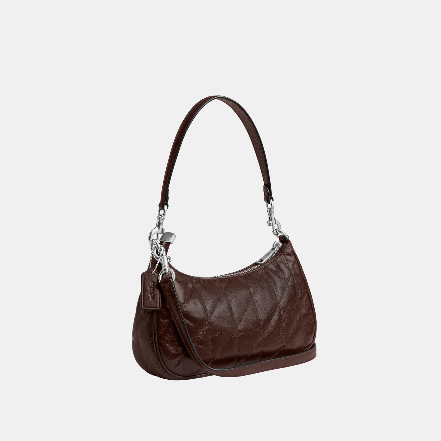 CDY83-Teri Shoulder Bag in Glazed Leather with Quilting-Sv/Maple