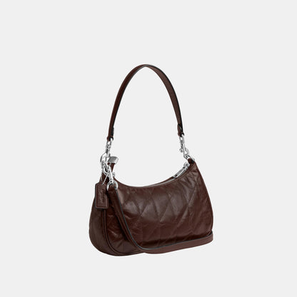 CDY83-Teri Shoulder Bag in Glazed Leather with Quilting-Sv/Maple