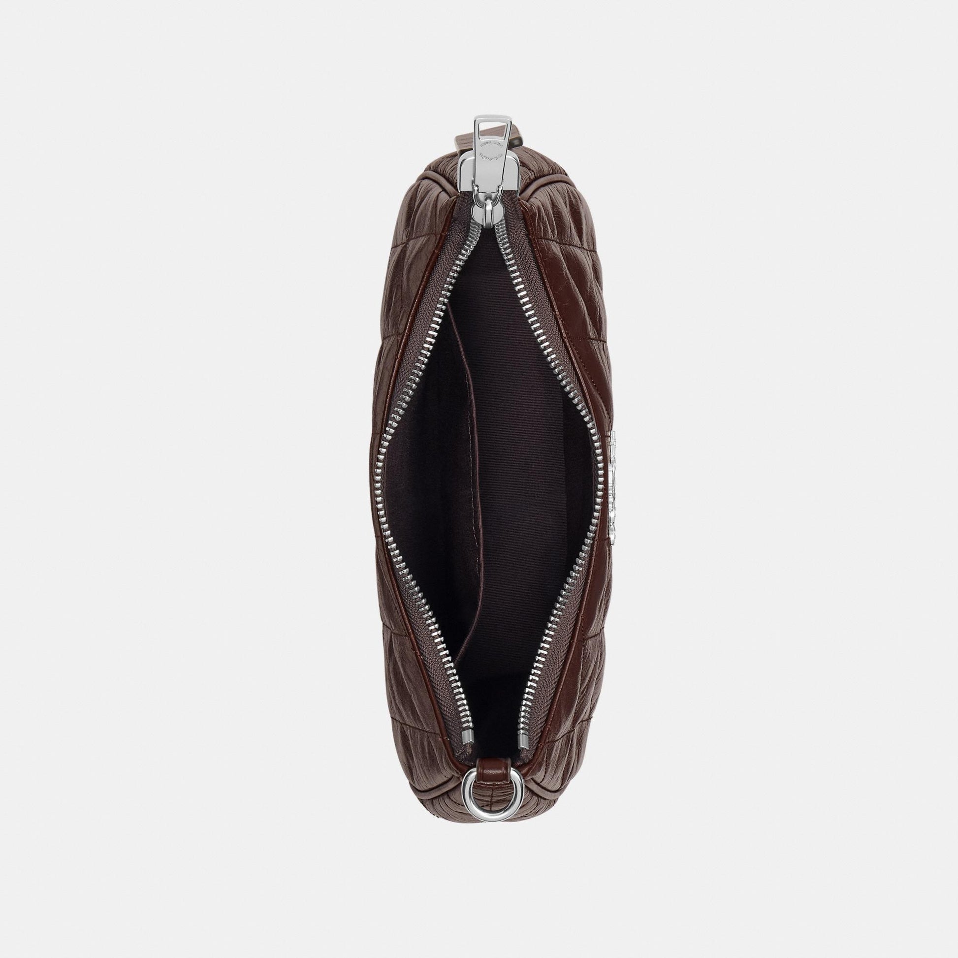 CDY83-Teri Shoulder Bag in Glazed Leather with Quilting-Sv/Maple