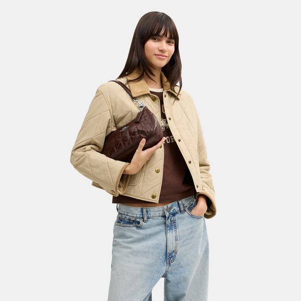 Teri Shoulder Bag in Glazed Leather with Quilting