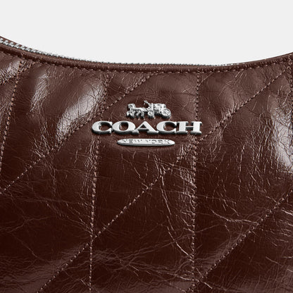 CDY83-Teri Shoulder Bag in Glazed Leather with Quilting-Sv/Maple