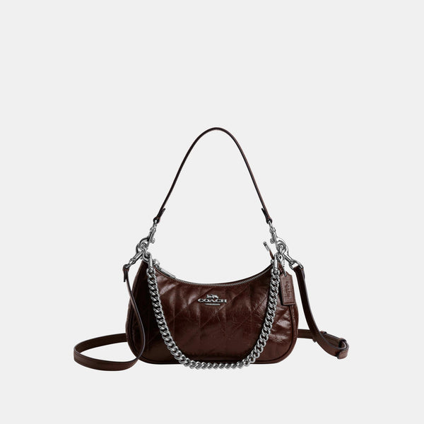 Teri Shoulder Bag in Glazed Leather with Quilting