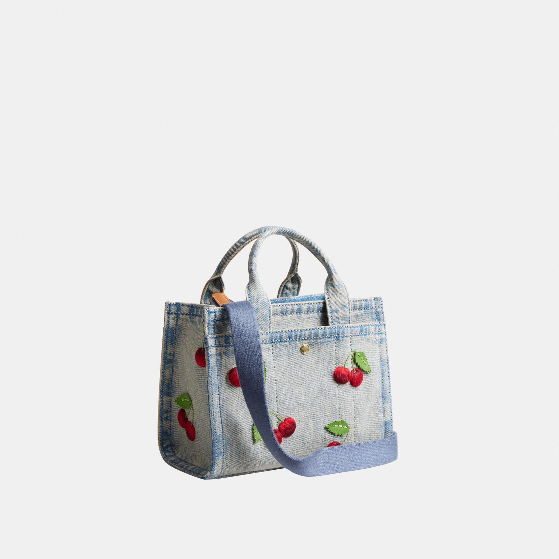 CDY91-Embroidered Cherry Denim Cargo Tote 20-B4/Denim Multi