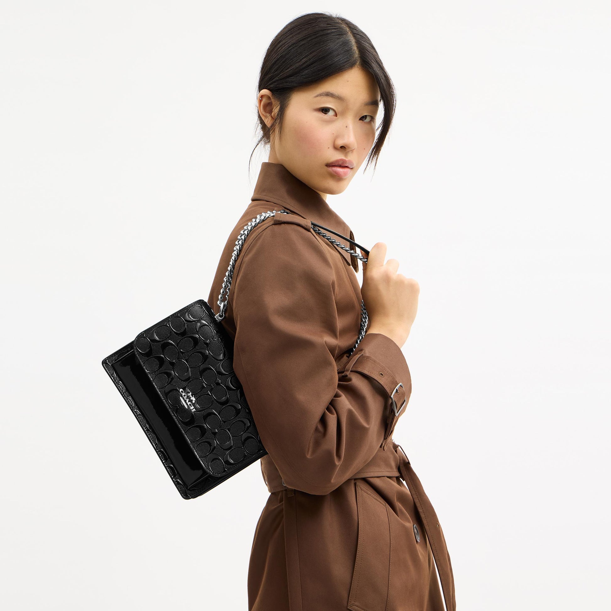 CDY99-Klare Crossbody Bag in Signature Leather-Sv/Black