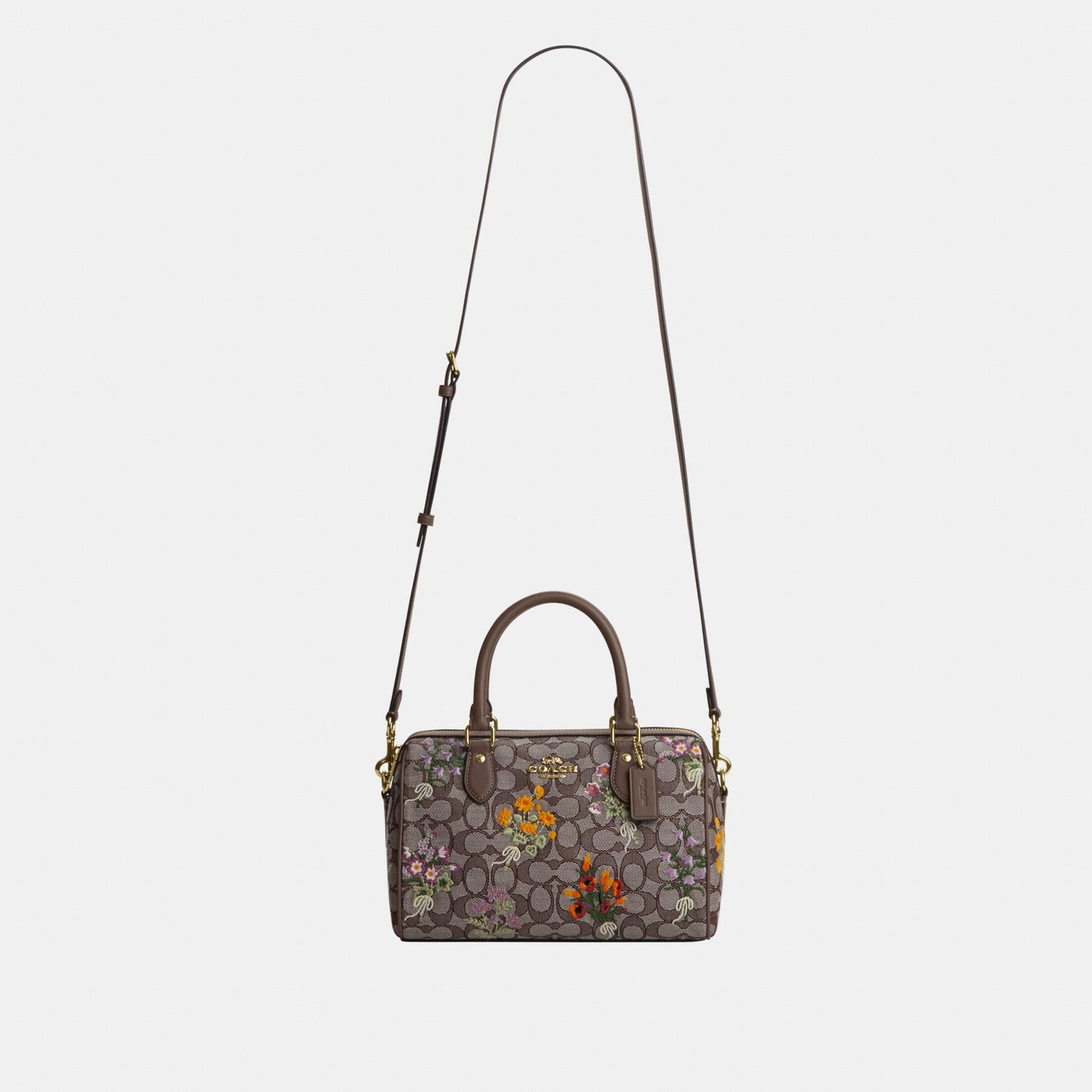 CDZ01-Rowan Satchel in Signature Jacquard with Floral Embroidery-Im/Oak Multi