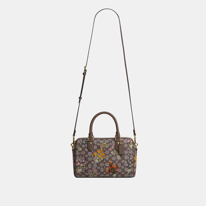 CDZ01-Rowan Satchel in Signature Jacquard with Floral Embroidery-Im/Oak Multi