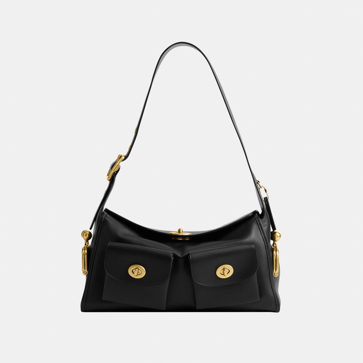 CDZ12-The Coach Originals Natural Grain Leather Turnlock Haversack Bag-B4/Black