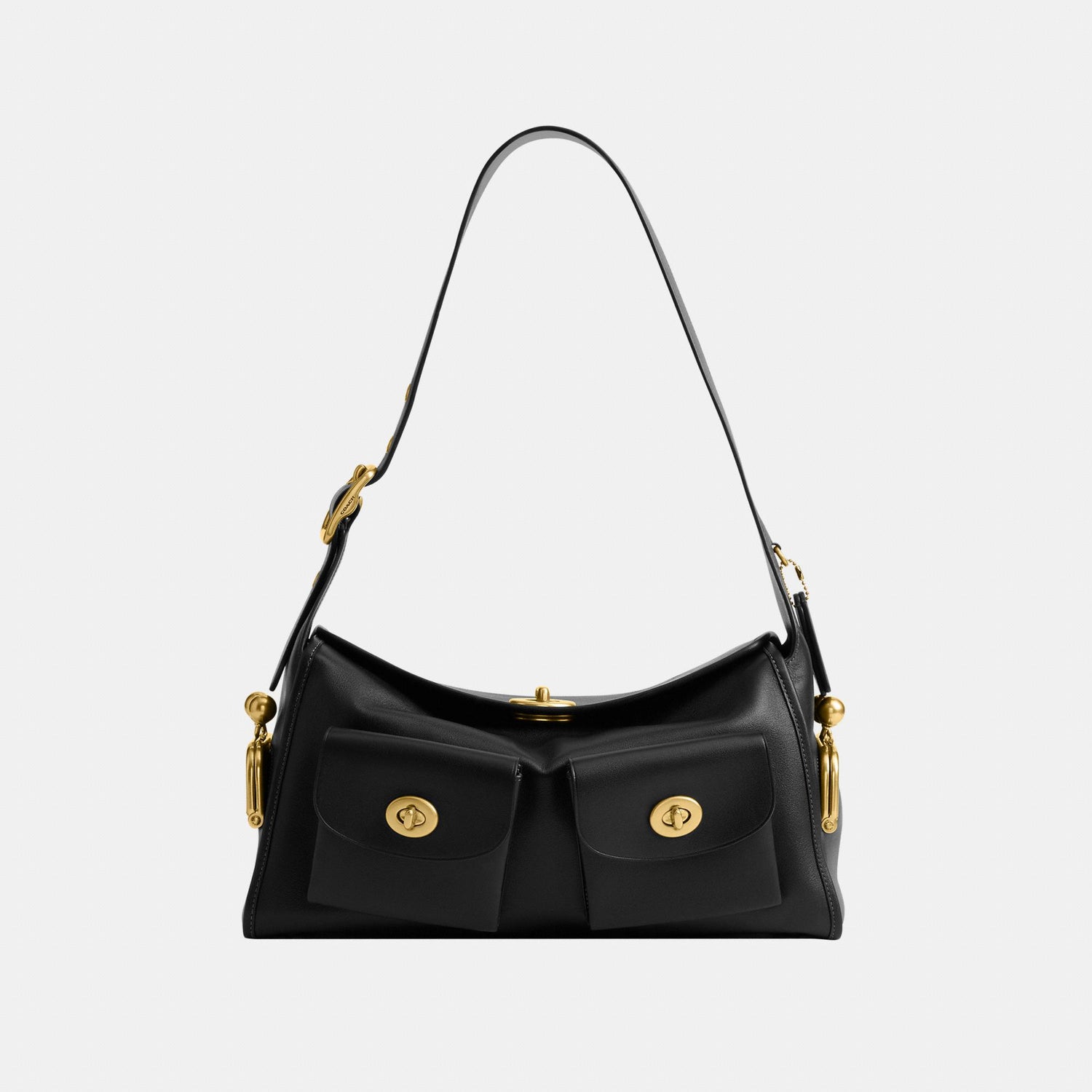 CDZ12-The Coach Originals Natural Grain Leather Turnlock Haversack Bag-B4/Black