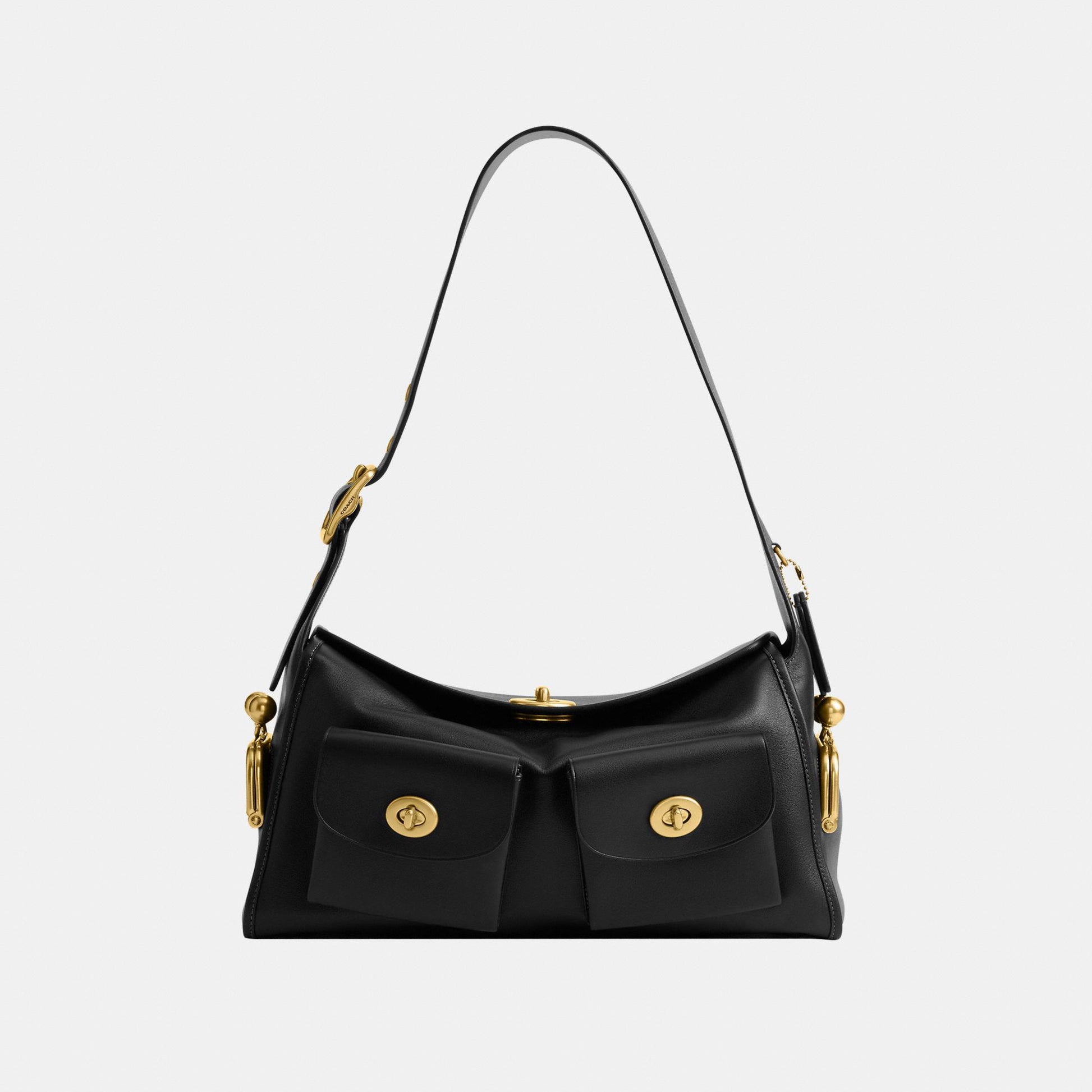 CDZ12-The Coach Originals Natural Grain Leather Turnlock Haversack Bag-B4/Black