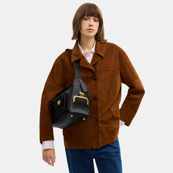 The Coach Originals Natural Grain Leather Turnlock Haversack Bag