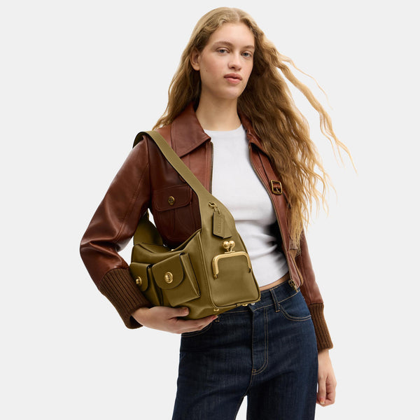 The Coach Originals Natural Grain Leather Turnlock Haversack Bag