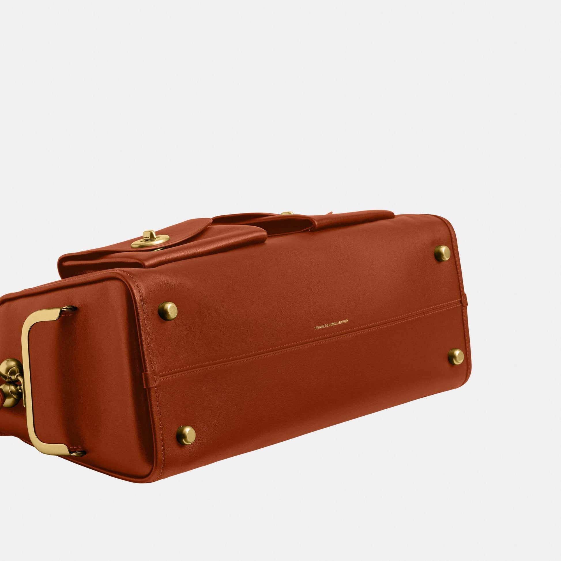 CDZ12-The Coach Originals Natural Grain Leather Turnlock Haversack Bag-B4/Amber Brown