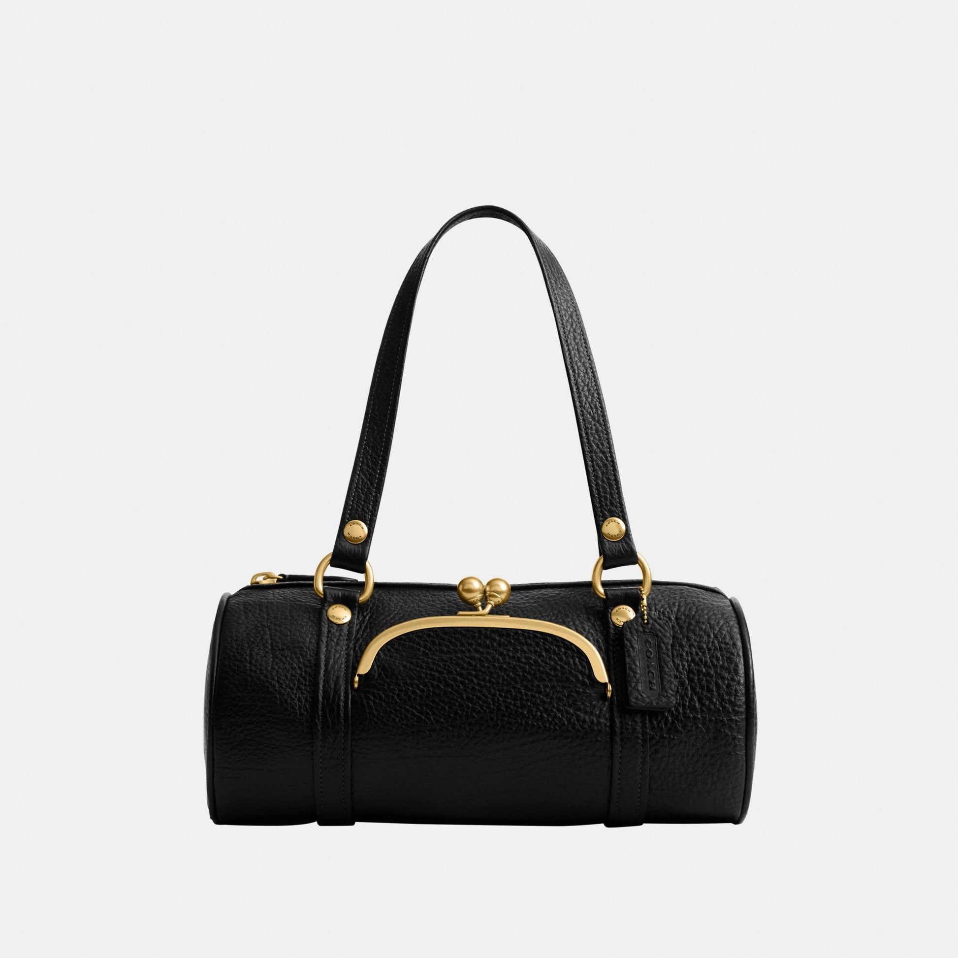 CDZ15-The Coach Originals Textured Pebble Leather Kisslock Barrel Bag-B4/Black