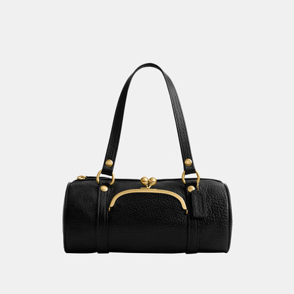 CDZ15-The Coach Originals Textured Pebble Leather Kisslock Barrel Bag-B4/Black