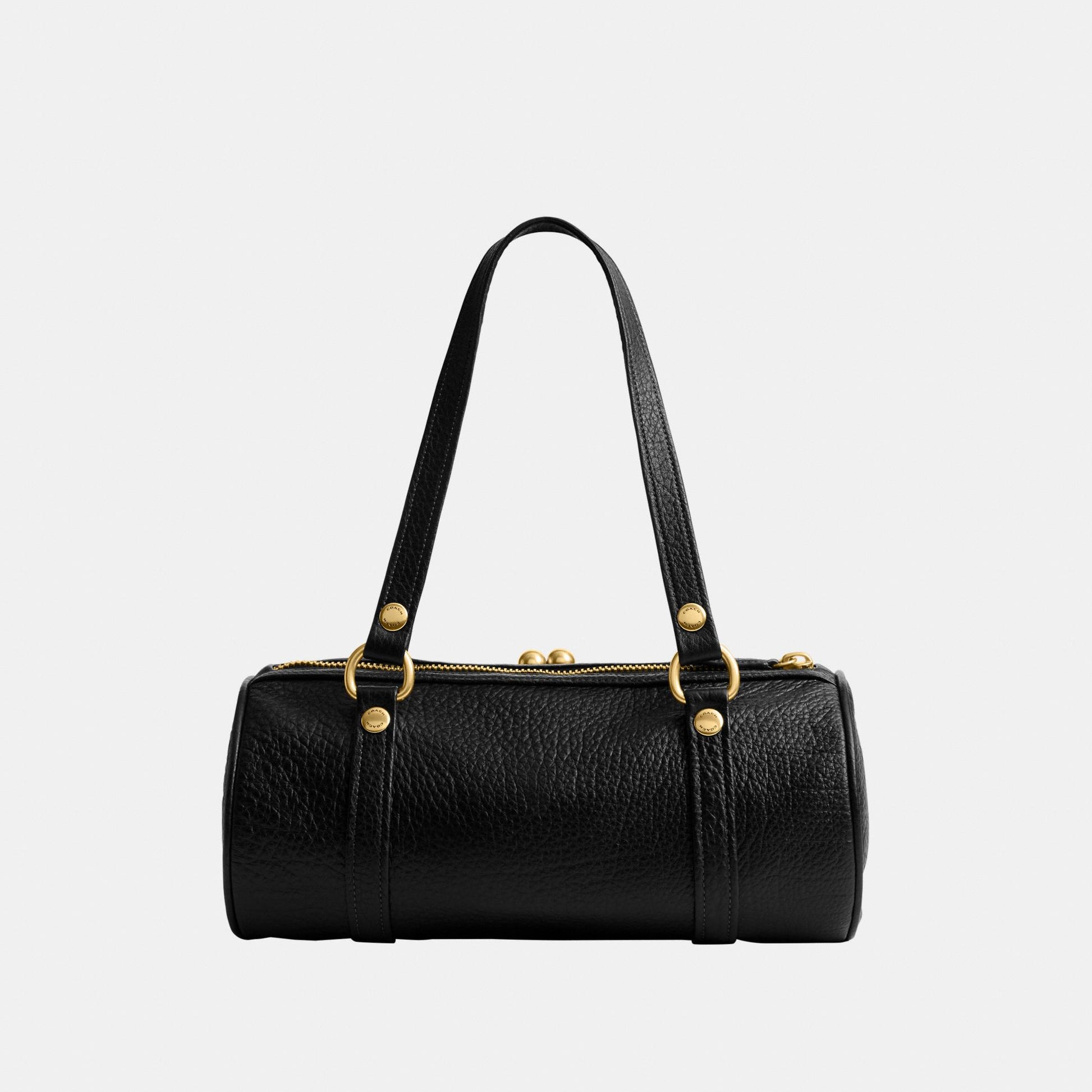 CDZ15-The Coach Originals Textured Pebble Leather Kisslock Barrel Bag-B4/Black