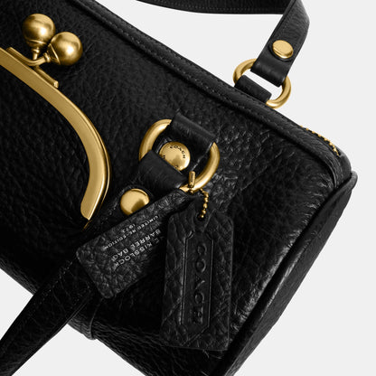 CDZ15-The Coach Originals Textured Pebble Leather Kisslock Barrel Bag-B4/Black