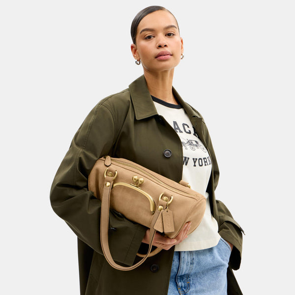 The Coach Originals Suede Kisslock Barrel Bag