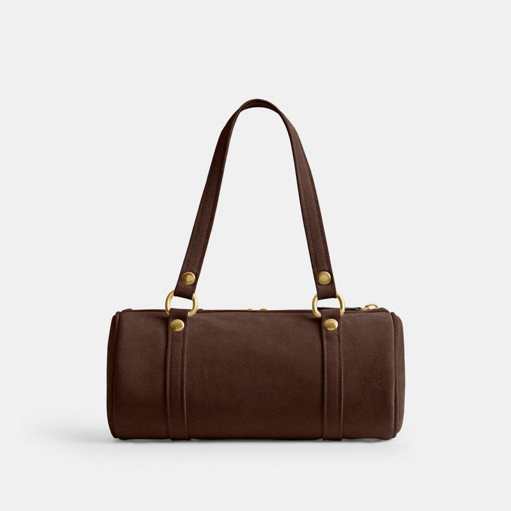 CDZ16-The Coach Originals Suede Kisslock Barrel Bag-B4/Dark Chocolate