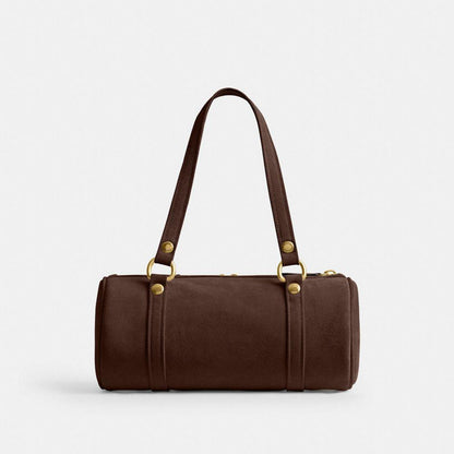 CDZ16-The Coach Originals Suede Kisslock Barrel Bag-B4/Dark Chocolate