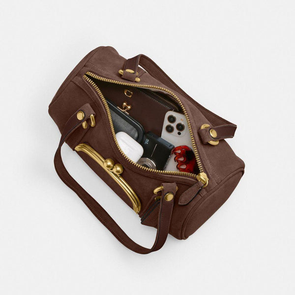 The Coach Originals Suede Kisslock Barrel Bag