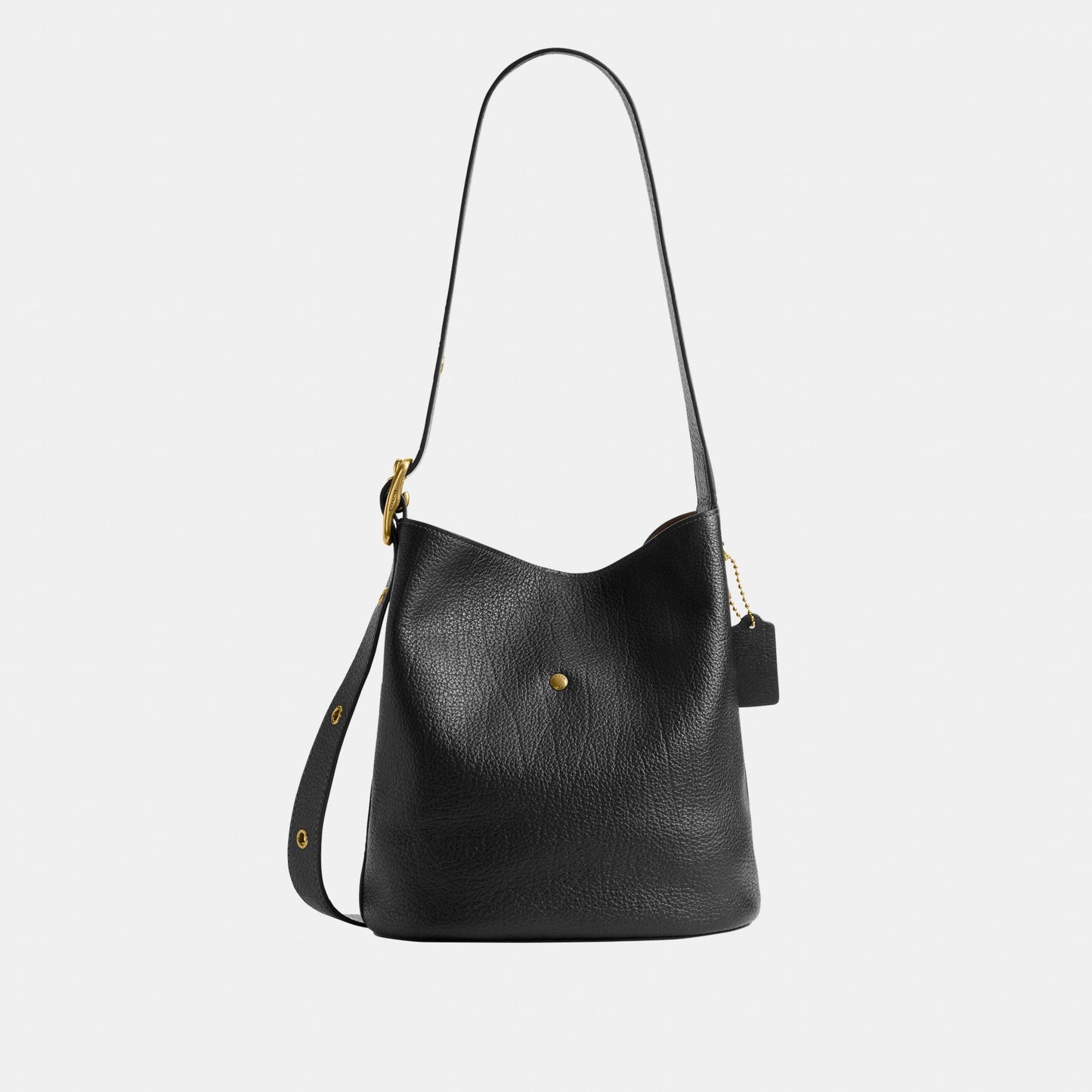 CDZ18-The Coach Originals Textured Pebble Leather Bleecker Bucket Bag with Kisslock-B4/Black