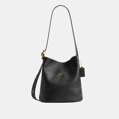 CDZ18-The Coach Originals Textured Pebble Leather Bleecker Bucket Bag with Kisslock-B4/Black