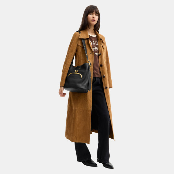 The Coach Originals Textured Pebble Leather Bleecker Bucket Bag with Kisslock