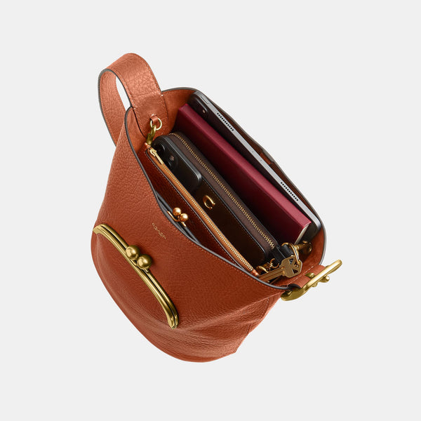The Coach Originals Textured Pebble Leather Bleecker Bucket Bag with Kisslock