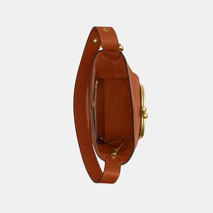 CDZ18-The Coach Originals Textured Pebble Leather Bleecker Bucket Bag with Kisslock-B4/Amber Brown