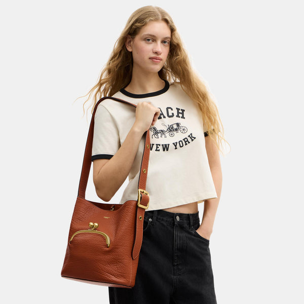 The Coach Originals Textured Pebble Leather Bleecker Bucket Bag with Kisslock
