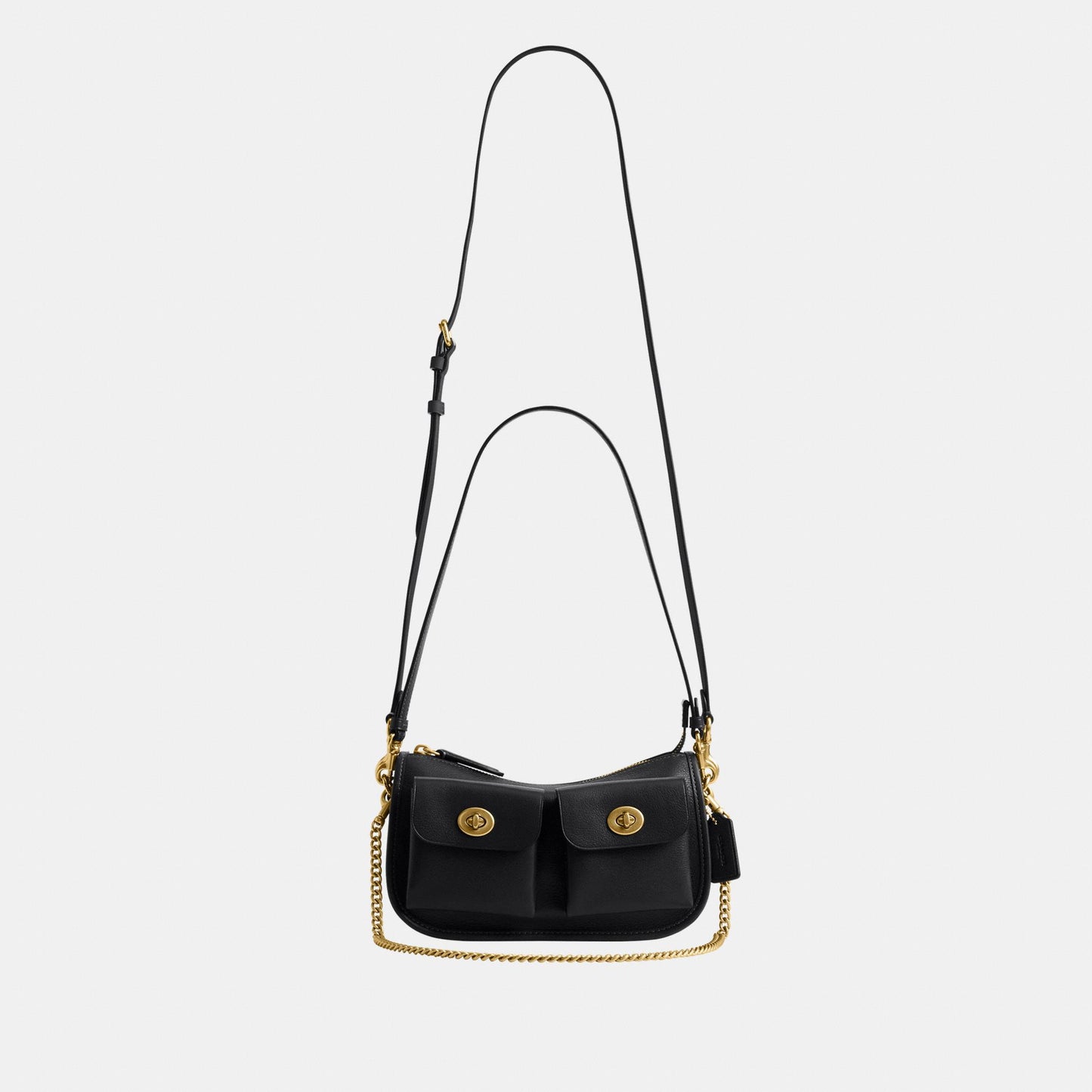 CDZ20-The Coach Originals Natural Grain Leather Twin Turnlock Waverly Bag-B4/Black