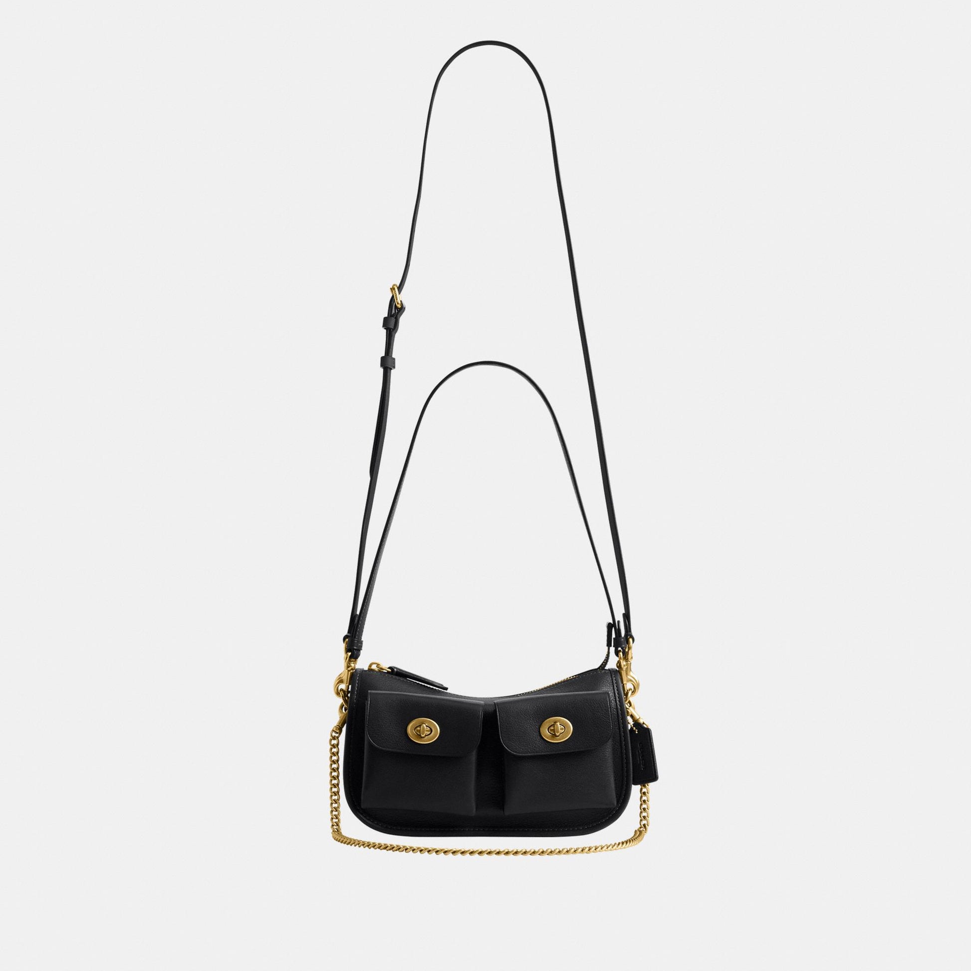 CDZ20-The Coach Originals Natural Grain Leather Twin Turnlock Waverly Bag-B4/Black