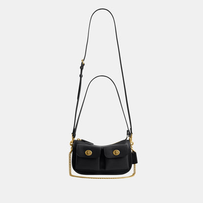 CDZ20-The Coach Originals Natural Grain Leather Twin Turnlock Waverly Bag-B4/Black
