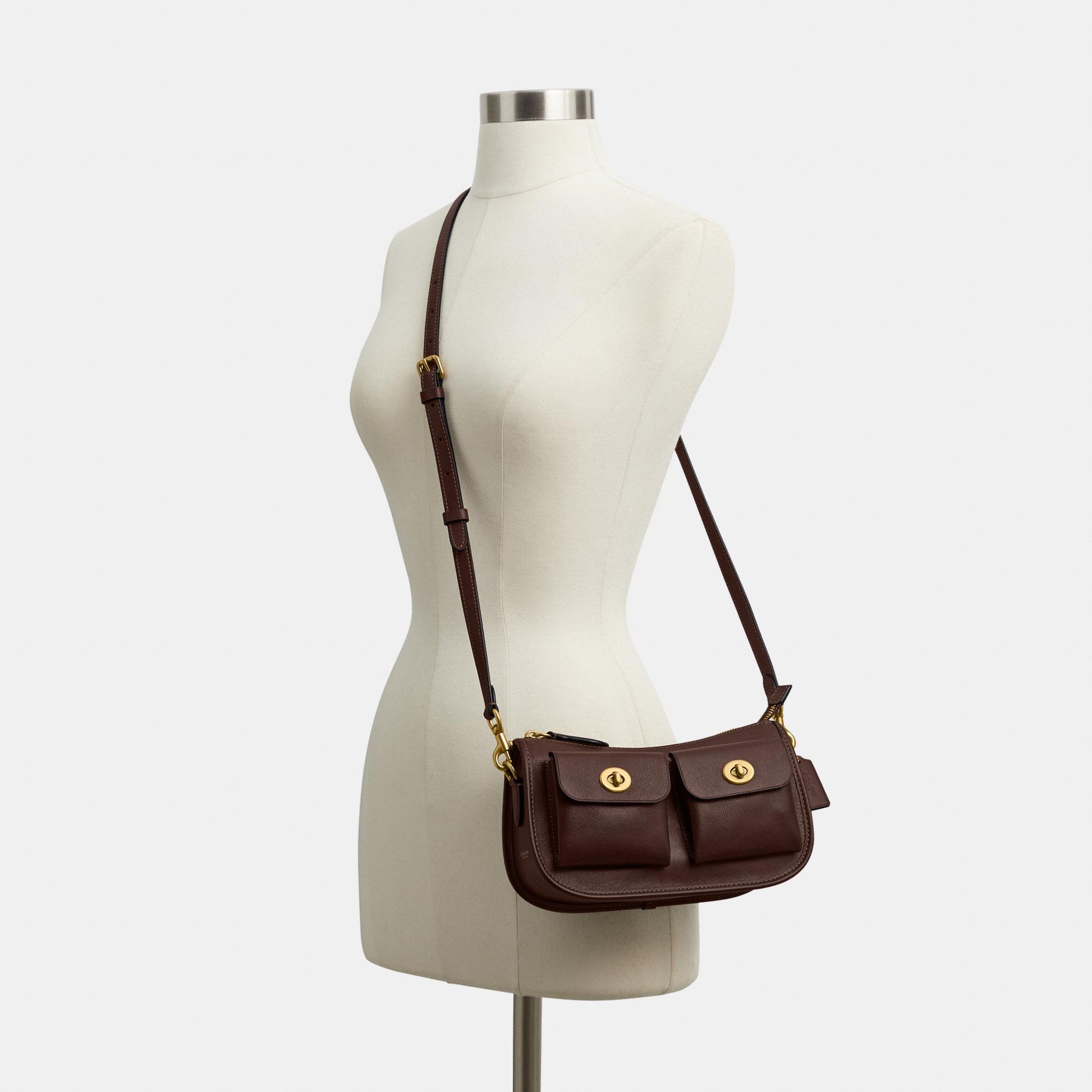 CDZ20-The Coach Originals Natural Grain Leather Twin Turnlock Waverly Bag-B4/Maple