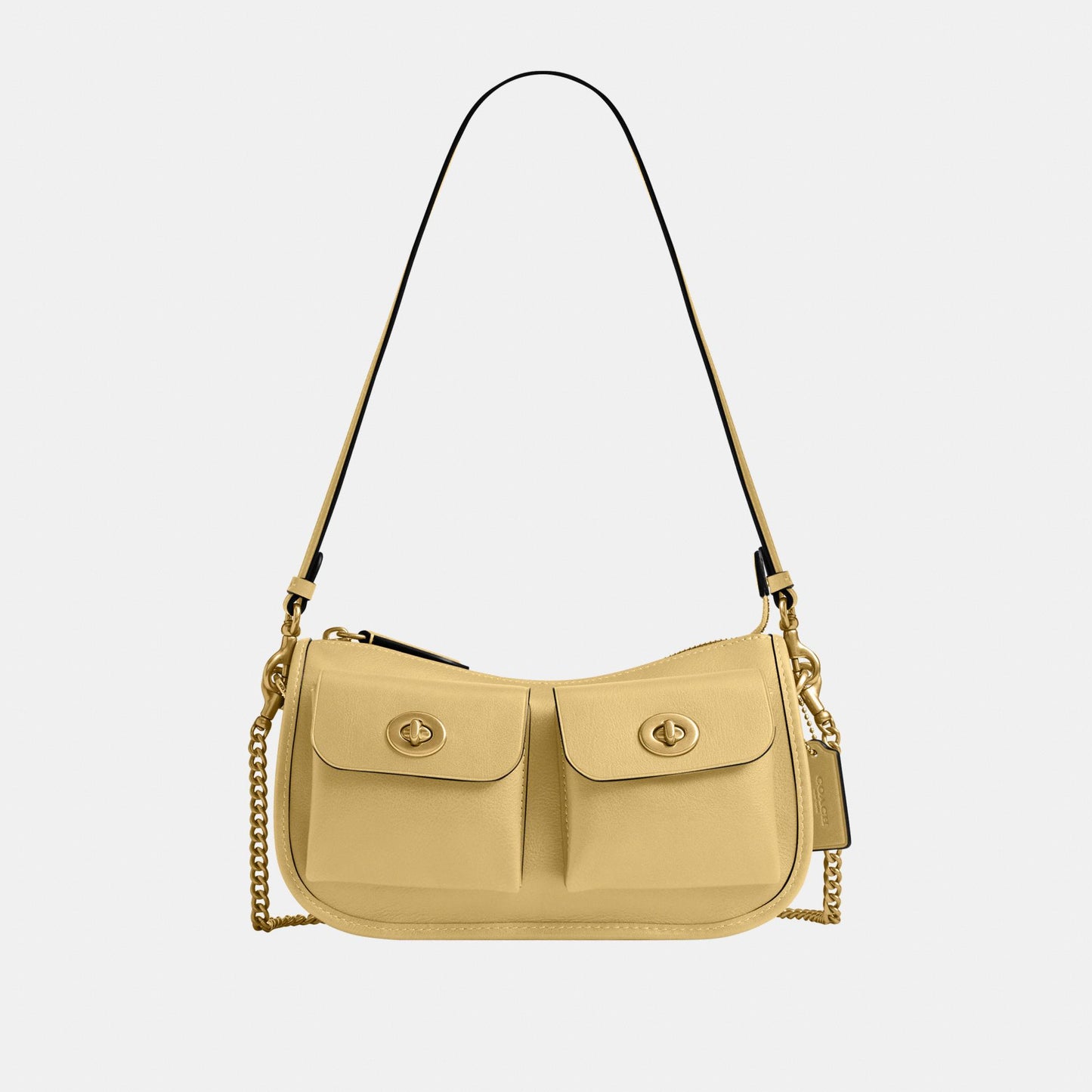 CDZ20-The Coach Originals Natural Grain Leather Twin Turnlock Waverly Bag-B4/Vanilla