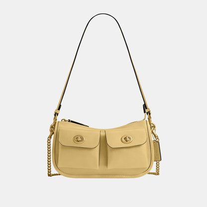 CDZ20-The Coach Originals Natural Grain Leather Twin Turnlock Waverly Bag-B4/Vanilla