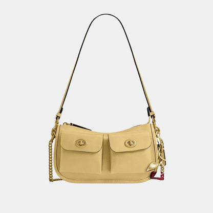 CDZ20-The Coach Originals Natural Grain Leather Twin Turnlock Waverly Bag-B4/Vanilla