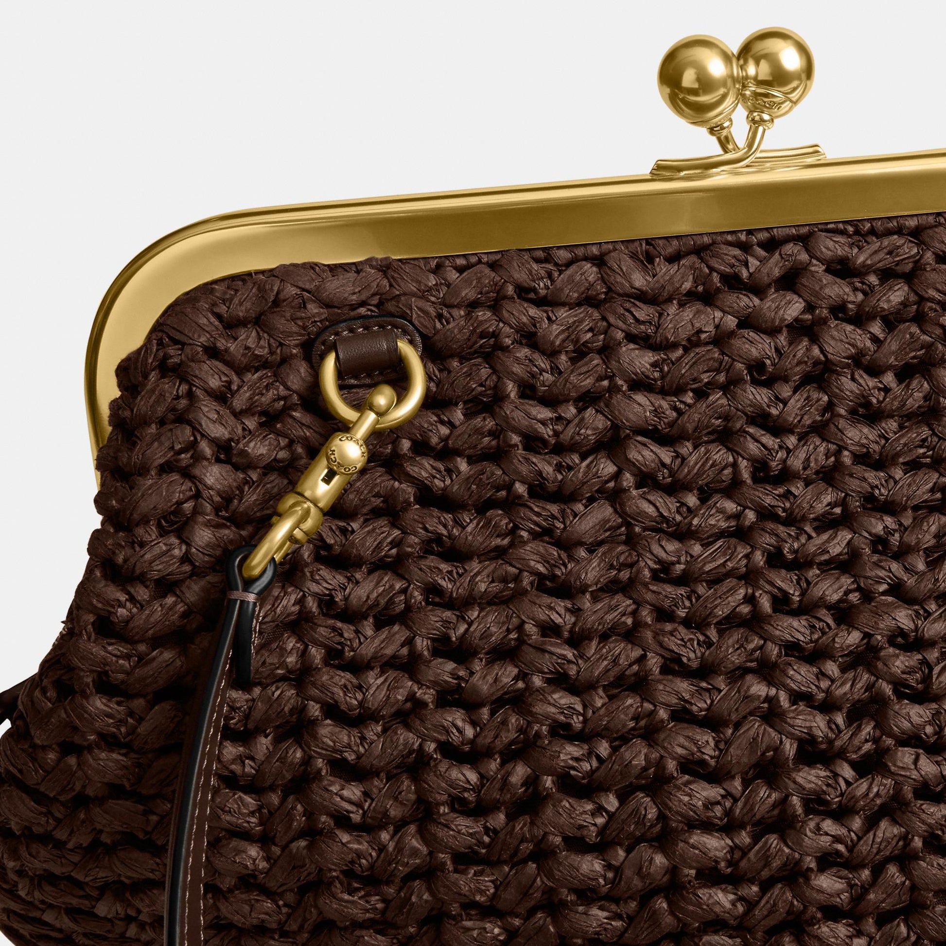 CDZ28-Large Weave Straw Kisslock Frame Bag 27-B4/Maple