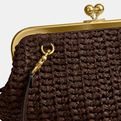 CDZ28-Large Weave Straw Kisslock Frame Bag 27-B4/Maple