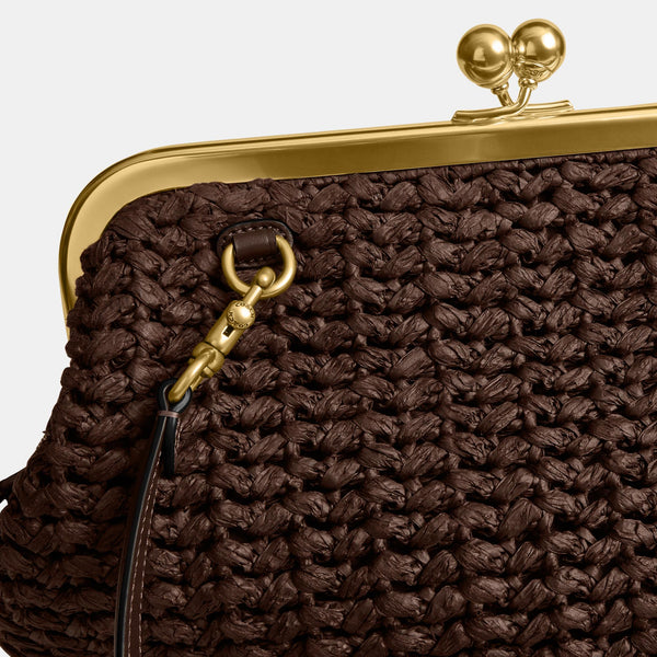 Large Weave Straw Kisslock Frame Bag 27