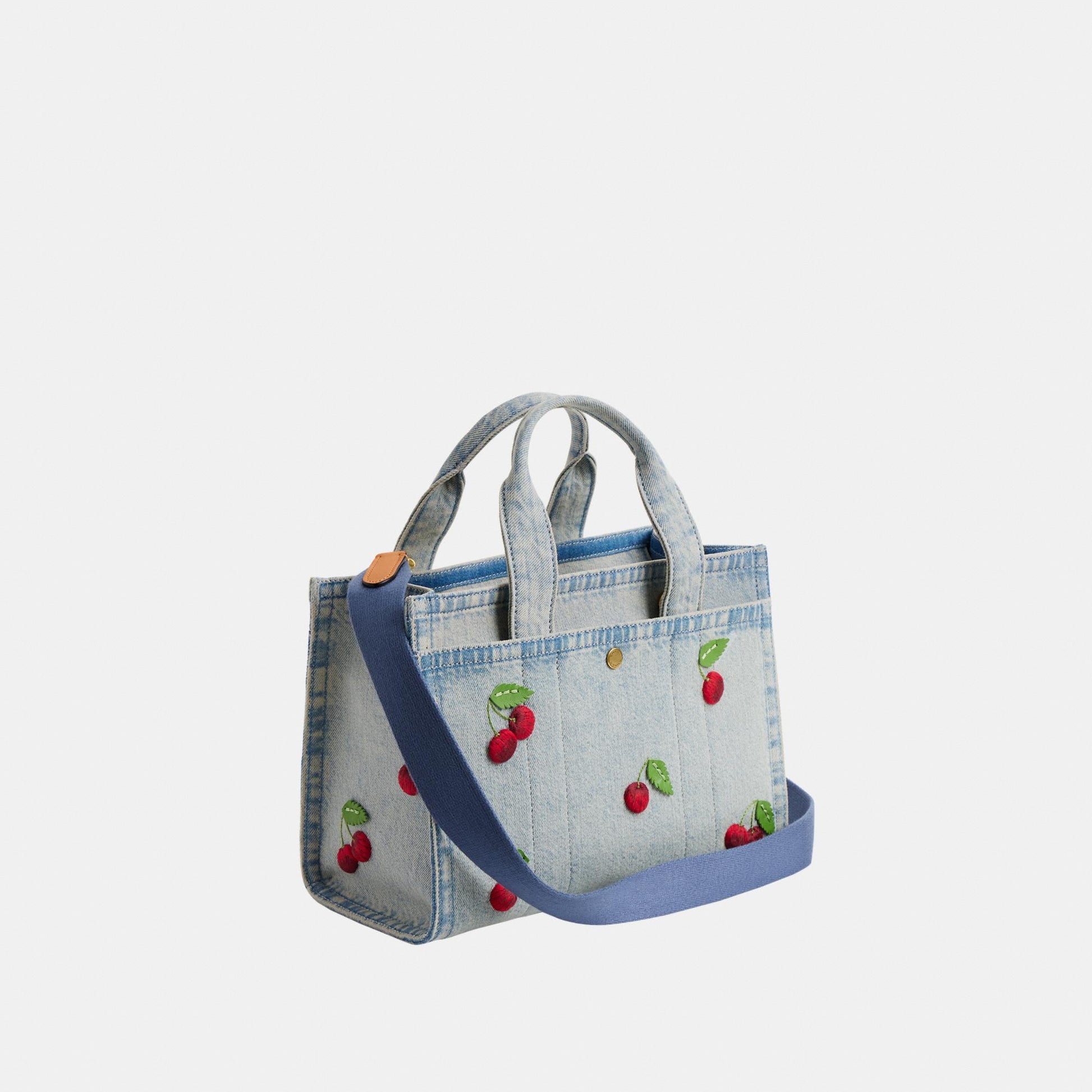 CDZ31-Cherry Embroidered Denim Cargo Tote 26-B4/Denim Multi