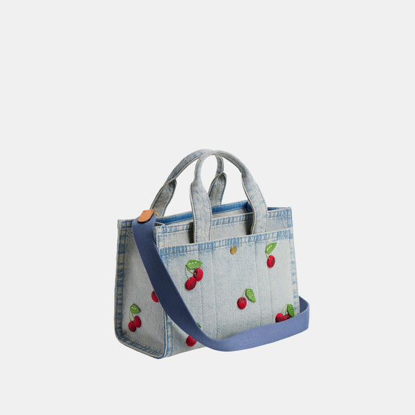 Cherry Embroidered Denim Cargo Tote 26