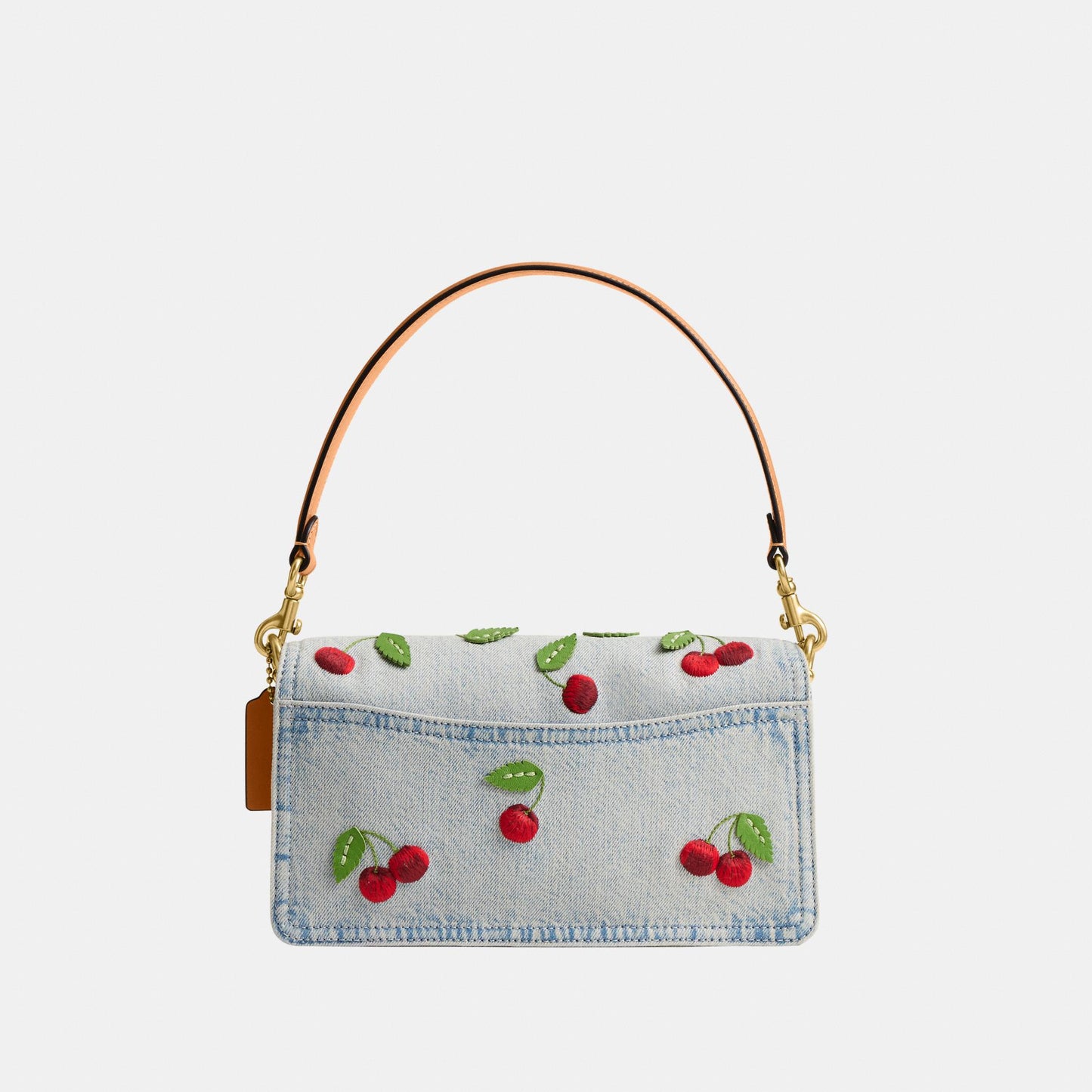 CDZ32-Cherry Embroidered Denim Tabby Shoulder Bag 26-B4/Denim Multi