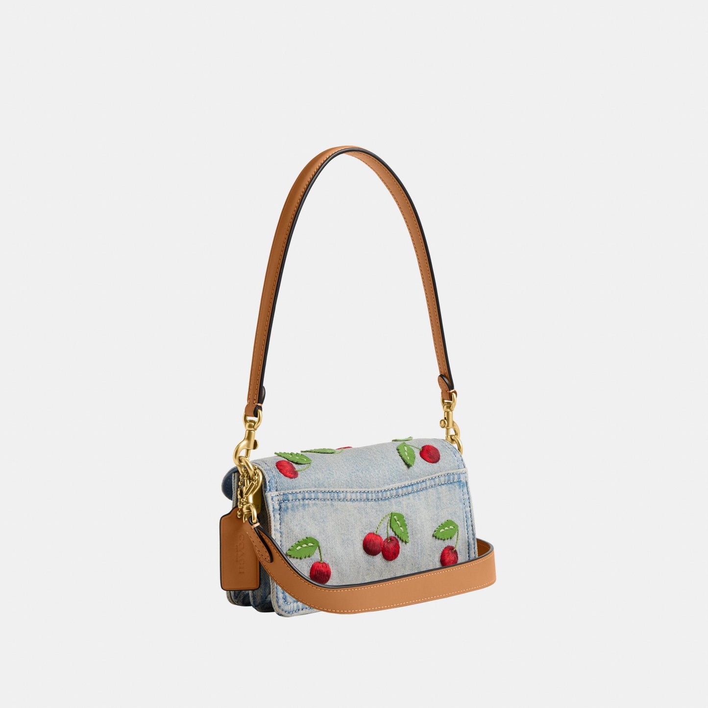 CDZ33-Cherry Embroidered Denim Tabby Shoulder Bag 20-B4/Denim Multi
