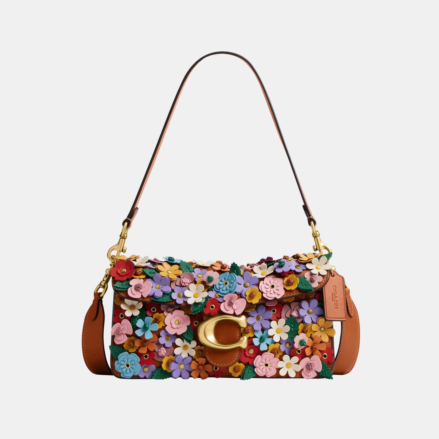 CDZ35-Floral Applique Tabby Shoulder Bag 26-B4/Burnished Amber Multi