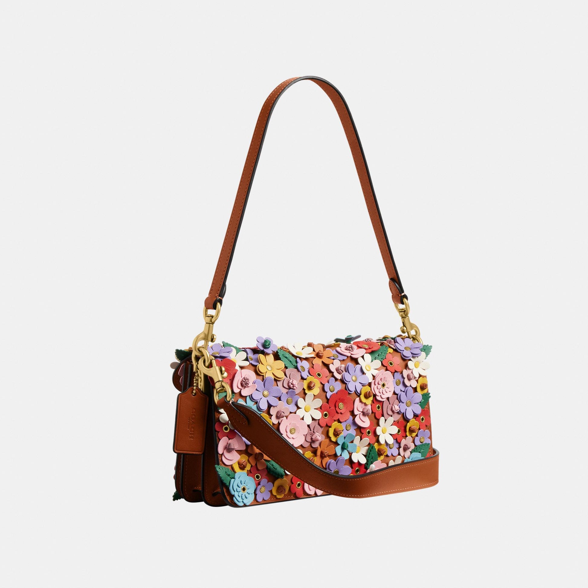 CDZ35-Floral Applique Tabby Shoulder Bag 26-B4/Burnished Amber Multi