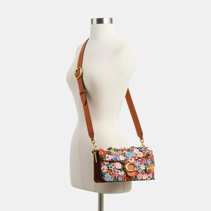 CDZ35-Floral Applique Tabby Shoulder Bag 26-B4/Burnished Amber Multi